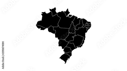 Minimalist Black and White Map of Brazil - High Resolution 4K Geography