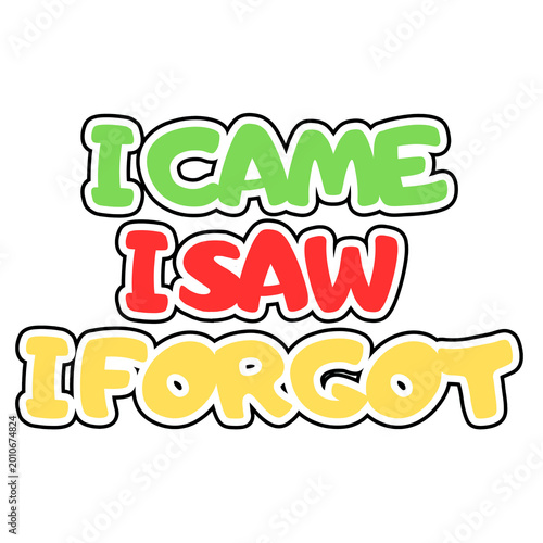 Cuadro en lienzo Funny Sarcastic Quote I Came I Saw I Forgot Typography Sticker
