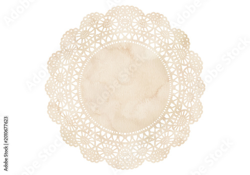 Bild auf Leinwand Round Watercolor Paper Lace Doily with Marble Texture - Transparent PNG300dpi