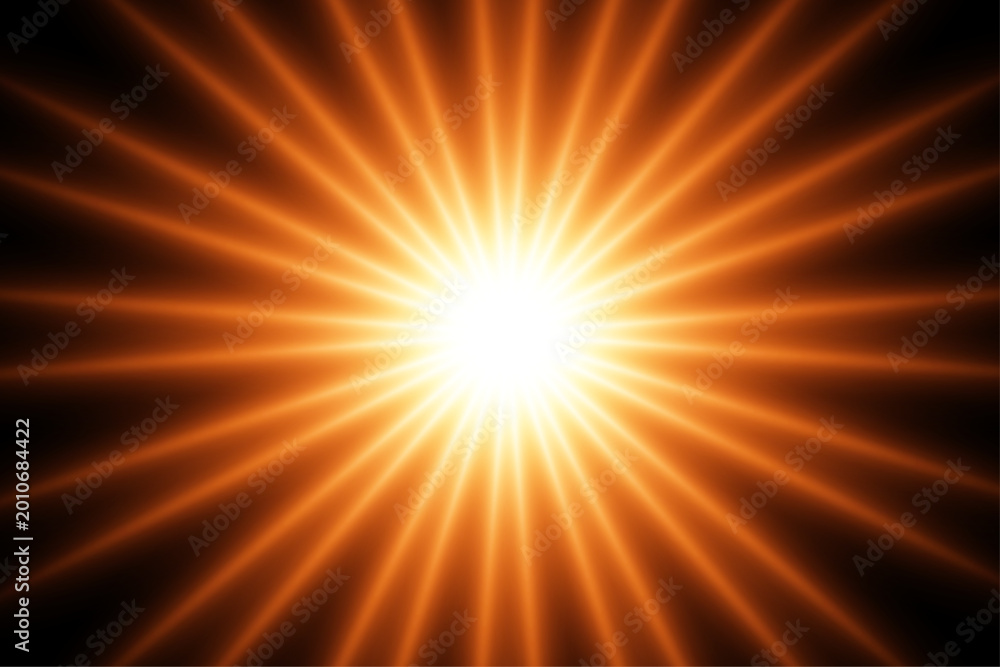 Obraz premium Vibrant orange light effect with radiating beams on dark background