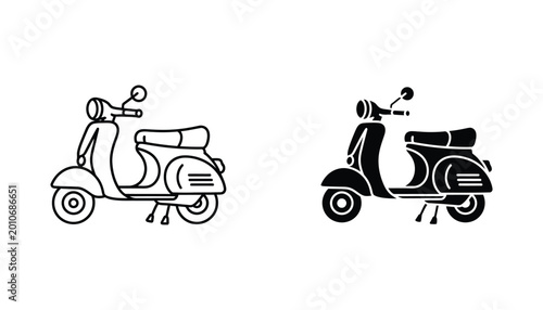Stylized insect vector graphic sharp design in outline and solid black versions