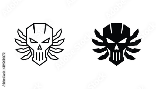 Abstract skull with spider legs logo vector graphic stylized creature emblem