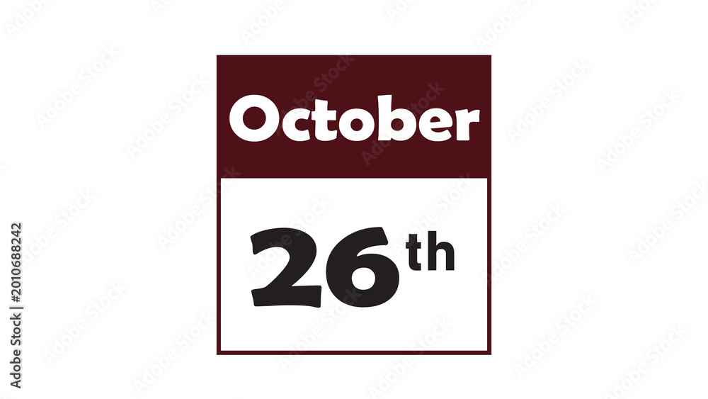 Obraz premium October 26th daily calendar icon vector illustration in minimalist style