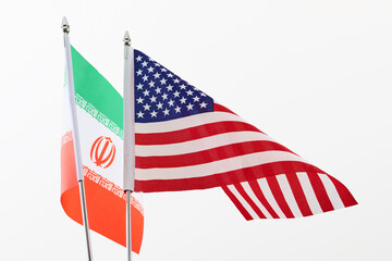 Usa and iran flags representing international relations