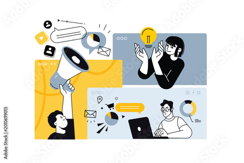 Creative business banners of startup, digital marketing, online business. Vector illustrations for web banner, social media banner, business presentation, marketing material. 