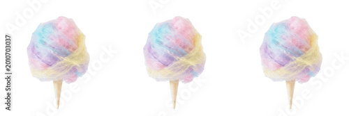 Принти на полотні Pastel pink blue cotton candy sugar fairy floss cone for carnival fairground par