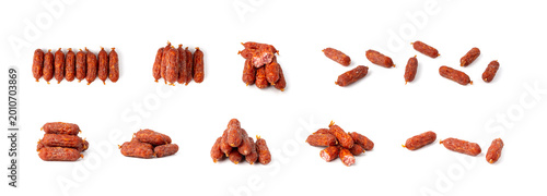 Mini Sausages Isolated, Dry Smoked Salami Sticks