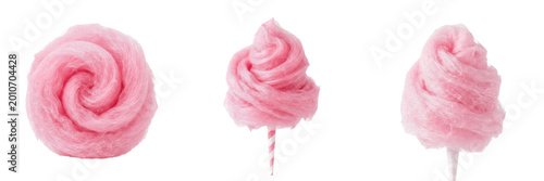 Quadro em tela Pink Cotton Candy Cloud PNG - Fluffy Sweet Candyfloss Dessert on Stick for Fair, Carnival, and Summer Party Celebration Design