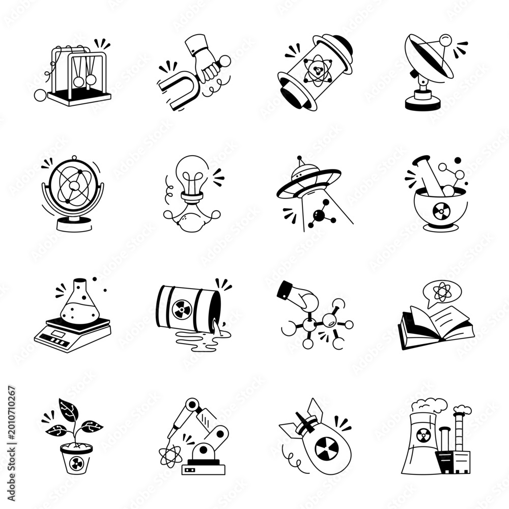 Fototapeta premium Collection of Glyph Style Science and Research Icons