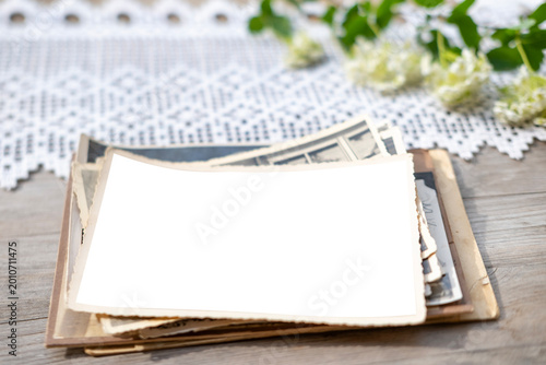 Canvas Print Vintage mockup background photo frame, Blank space, Old keepsake memory, nostalg