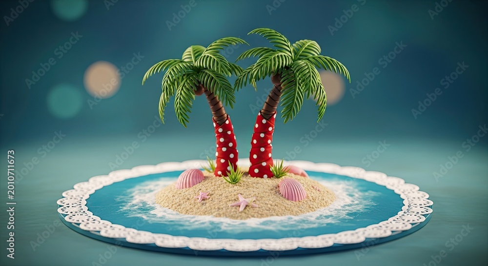 Obraz premium Summer day background with text copy space colorful island getaway