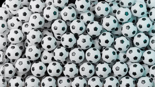Soccer balls filling screen loop on transparent background