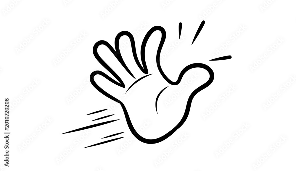 Obraz premium Cute Cartoon Hand Waving Hello with Motion Lines 