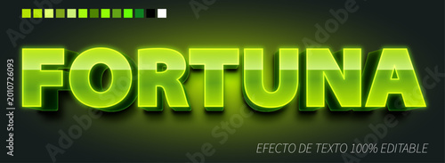 Fortuna word effect: An eye-catching FORTUNA text effect shines with a vibrant, glossy appearance, a beacon of good fortune.