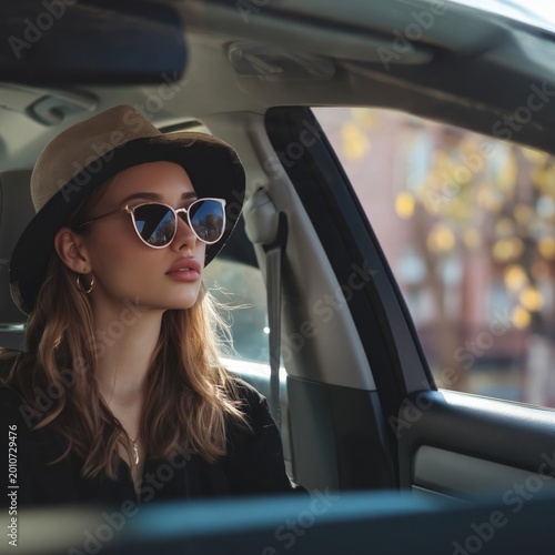 Driving Through the City With Sunglasses and a Hat on a Sunny Day