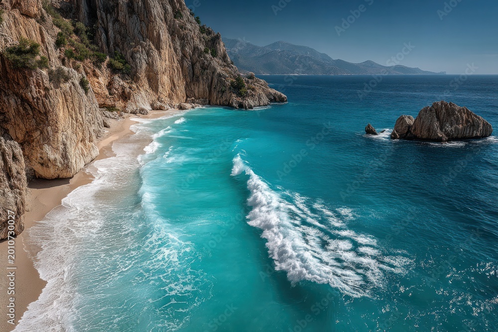 Obraz premium Kaputas Beach Turquoise Dramatic Cliffs Iconic Turkey