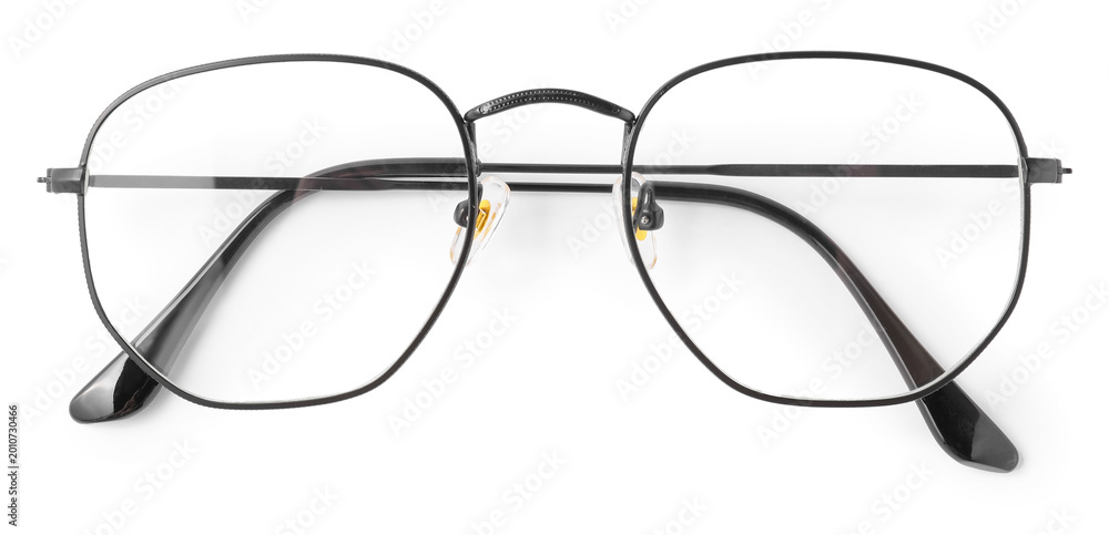 Obraz premium Pair of eyeglasses with metal frame isolated on white