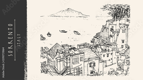 Bild auf Leinwand Amalfi Coast Italy sketch
