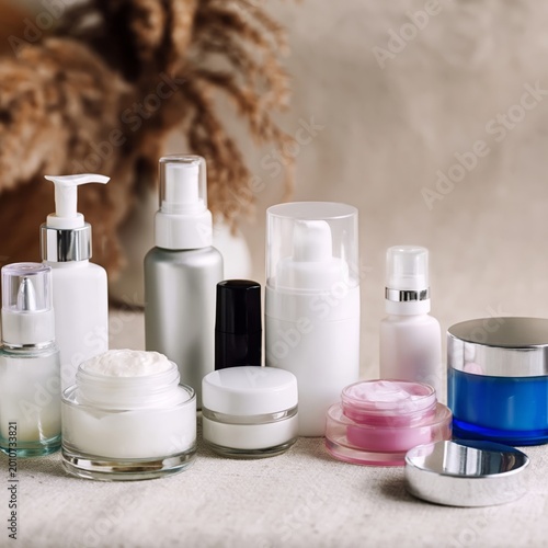 Wellness Products Displayed on a Table With Towels and Stones in a Bright Room