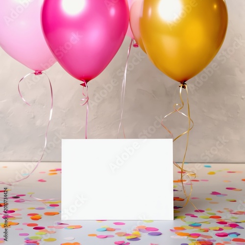 Colorful Balloons With Confetti on the Table for a Celebration Event at a Par...