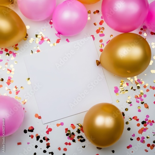 Colorful Balloons With Confetti on the Table for a Celebration Event at a Par...