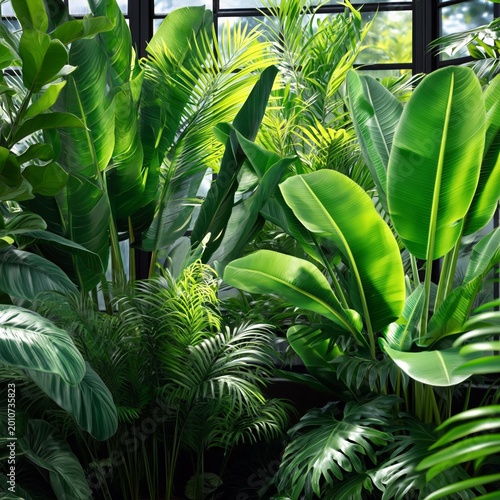 Lush Green Plants in a Vibrant Space With Tropical Foliage in a Garden Setting