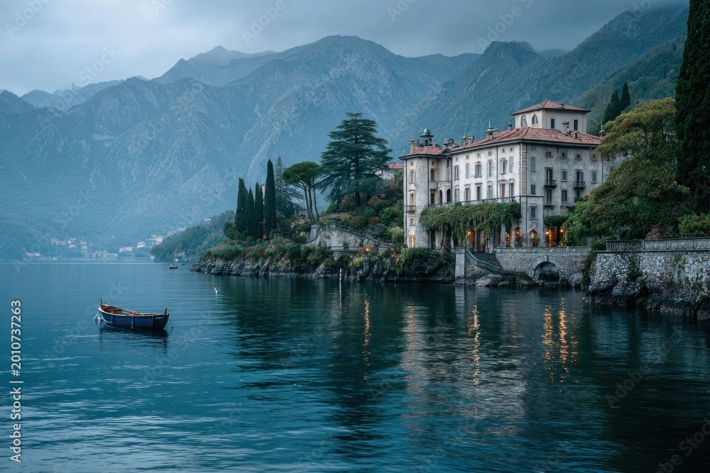 Fototapeta premium Lake Como Italian Alps Dramatic Elegant Travel