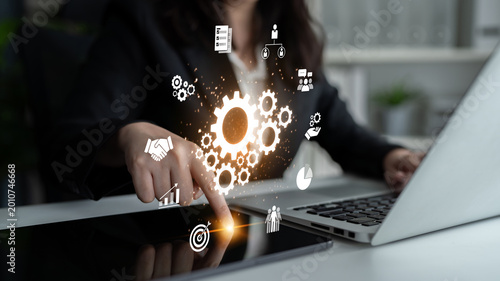 Quadro su tela Strong teamwork boosts productivity through collaboration, shared goals, and communication strategies that align team dynamics with a unified business vision