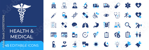 Health & Medical Icons – Minimal Dark Blue and Navy Blue Pack.