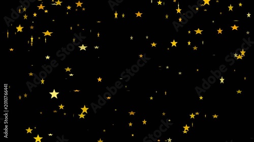 Golden Star Confetti Particles Falling Over A Black Background