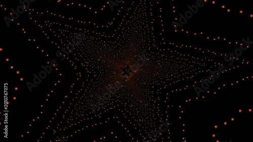 Abstract Glowing Orange Particle Star Tunnel Background