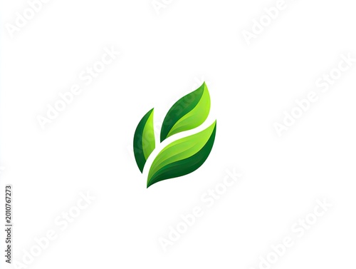 Modern abstract leaves illustration on a clean white background. Green gradient shades