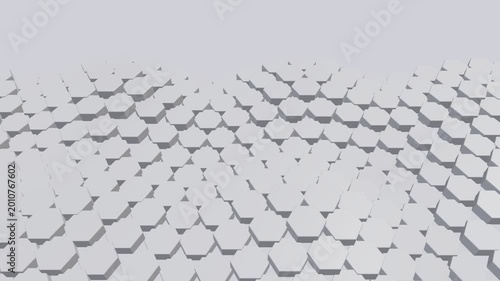 Abstract White Hexagonal Surface With Smooth Geometric Wave Motion