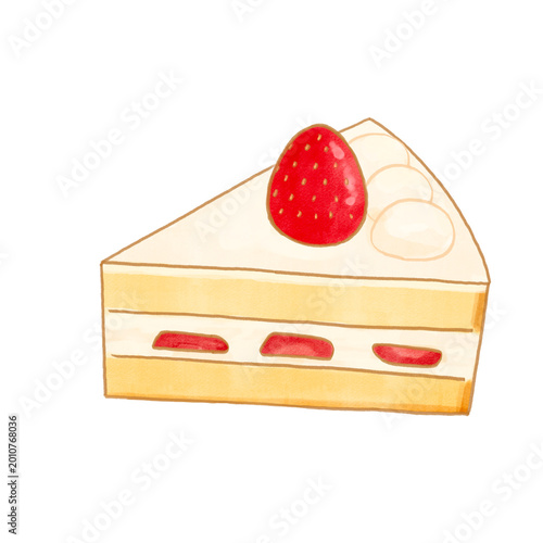 Tablou pe pânză Strawberry shortcake slice illustration