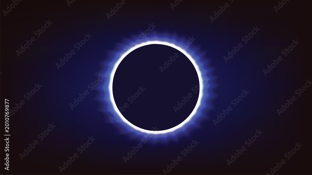 Obraz premium Solar eclipse with a bright blue ring of light around the sun