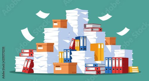 Photos Office Supply, Paper Pile, Colorful Filing System, Warehouse Organization, Vecto