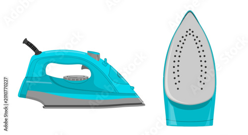 Εκτύπωση καμβά Electric iron, household appliance, blue color, ironing tool, home essentials, v