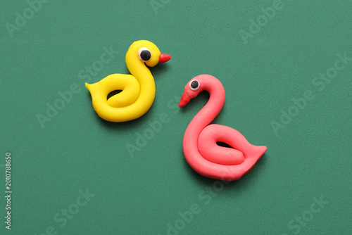 Cute duck and flamingo made...