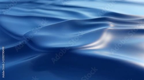 Abstract Blue Waves Flowing Smoothly with Gentle Ripples and Light Reflections.