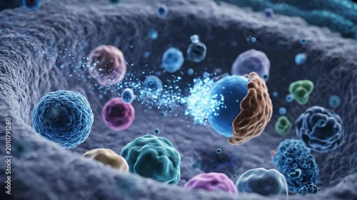 Microscopic view of cells in biology.