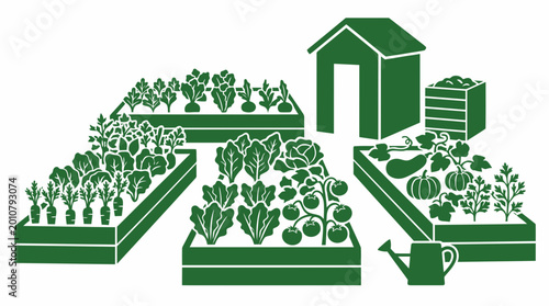 Konstfotografi Organic Vegetable Garden with Fresh Crops