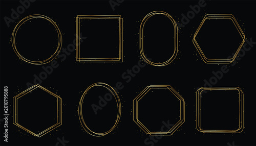 Εκτύπωση καμβά Elegant gold geometric frames set with thin luxury lines and subtle glitter accents