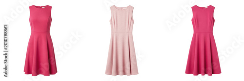 Billede på lærred Elegant Sleeveless Pink Dress for Women Isolated on White Background, PNG