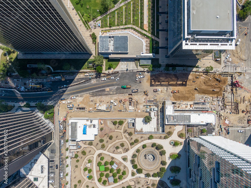 Canvastavla Top Down (Nadir) Aerial View Of Urban Subway Station Construction And Infrastruc