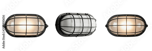 Photos Industrial Bulkhead Oval Wall Lamp Isolated on White Background, PNG