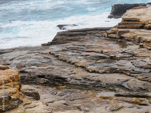 Bild auf Leinwand Senjojiki rock formation in Shirahama in Wakayama Prefecture in Japan with layer
