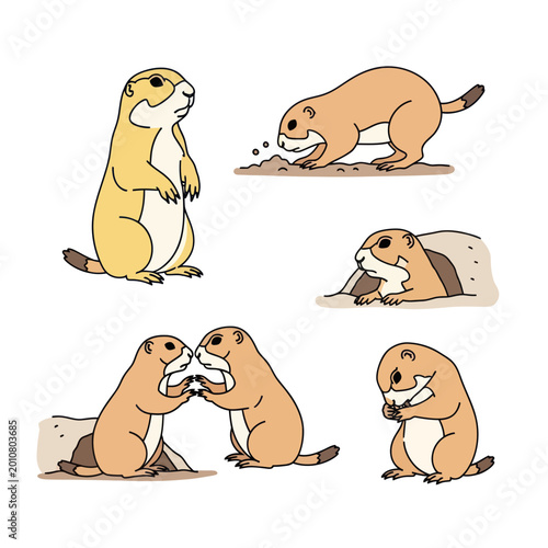 Obraz na plátne Cute Prairie Dog Collection: Various Poses and Activities