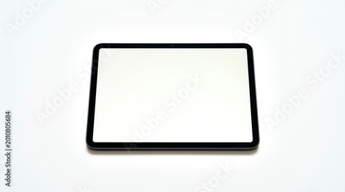 Modern digital tablet device with a blank white screen, offering a clean display for content, mockups, or app presentation, isolated on a bright background
