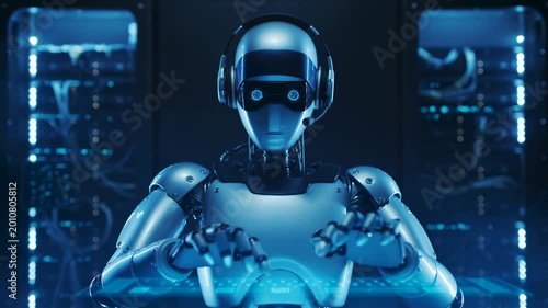 Humanoid AI Working with Computer Data Interface