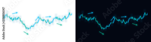 Cuadro en lienzo PNG image of Financial stock market candlestick chart with arrows, blue trading